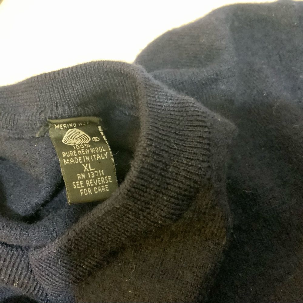 Vintage Brandini Blue 100% merino pure wool Pullover V Neck Sweater Italy - Picture 11 of 11